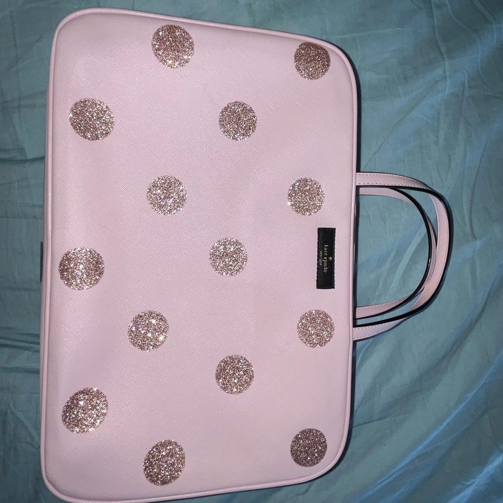 Kate Spade pink sparkles polka dot makeup bag